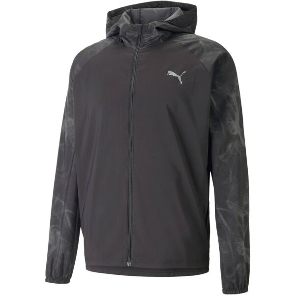 Puma RUN FAV AOP WOVEN JACKET Férfi kabát, fekete, méret L