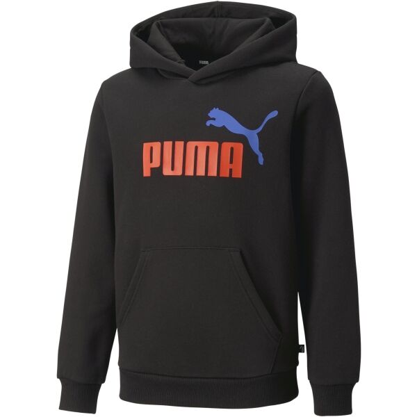 Puma ESS + 2 COL BIG LOGO HOODIE FL B Fiú pulóver, fekete, méret 164