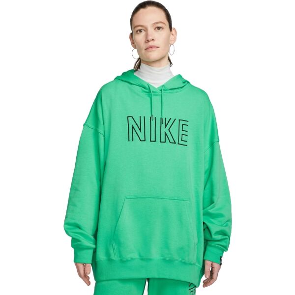 Nike NSW FT OS FLC PO HOODIE SW Női pulóver, zöld, méret XS