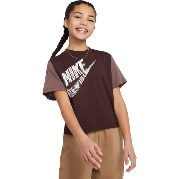 Nike NSW TEE ESSNTL BOXY TEE Lány póló, barna, méret M