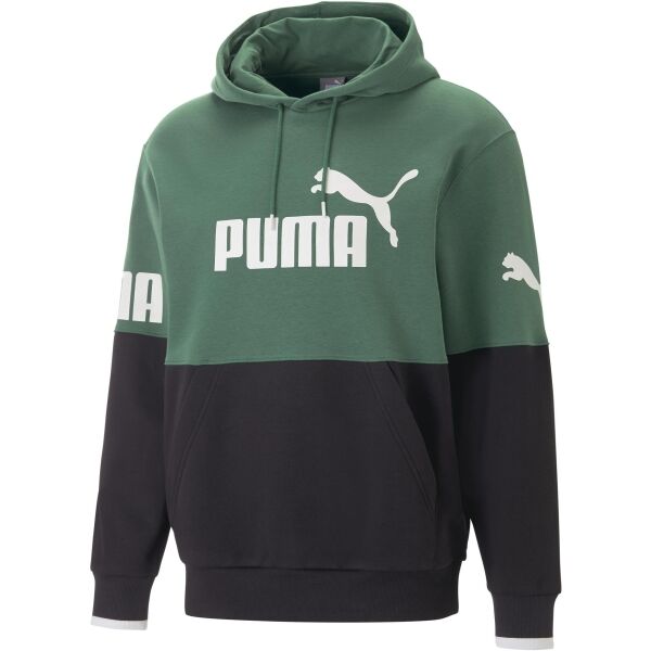 Puma POWER COLORBLOCK HOODIE Дамски суитшърт, зелено, размер