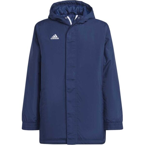 adidas ENTRADA 22 STADIUM JACKET Juniorská futbalová bunda, tmavo modrá, veľkosť