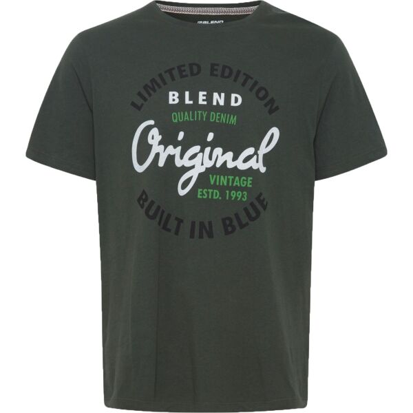 BLEND TEE REGULAR FIT Мъжка тениска, тъмнозелено, Veľkosť S