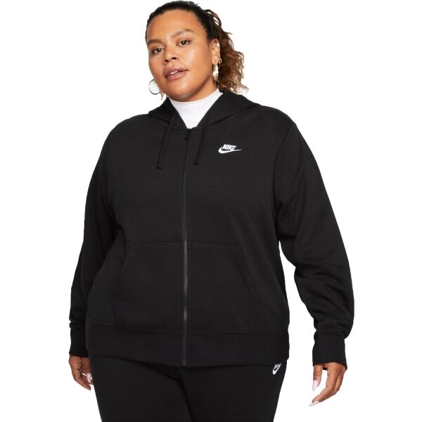 Nike NSW CLUB FLC FZ HDY STD PLUS Női pulóver, fekete, méret 3x