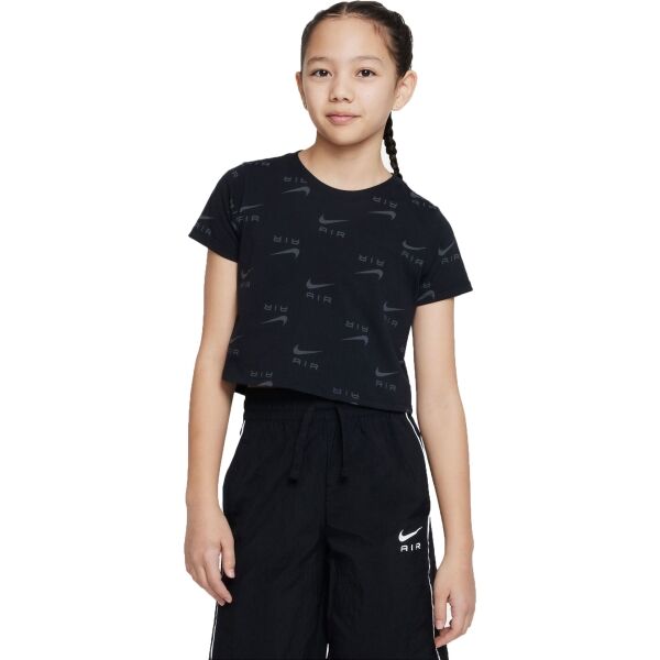 Nike NSW TEE CROP AIR AOP Lány póló, fekete, méret L