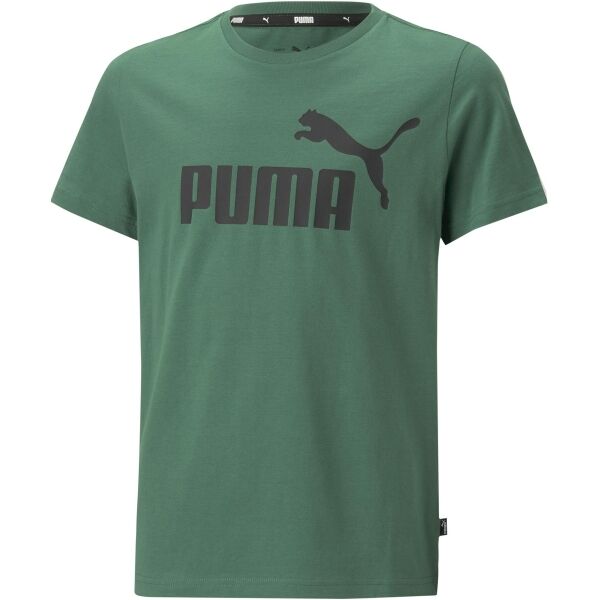 Puma ESS LOGO TEE B Fiú póló, sötétzöld, méret 128