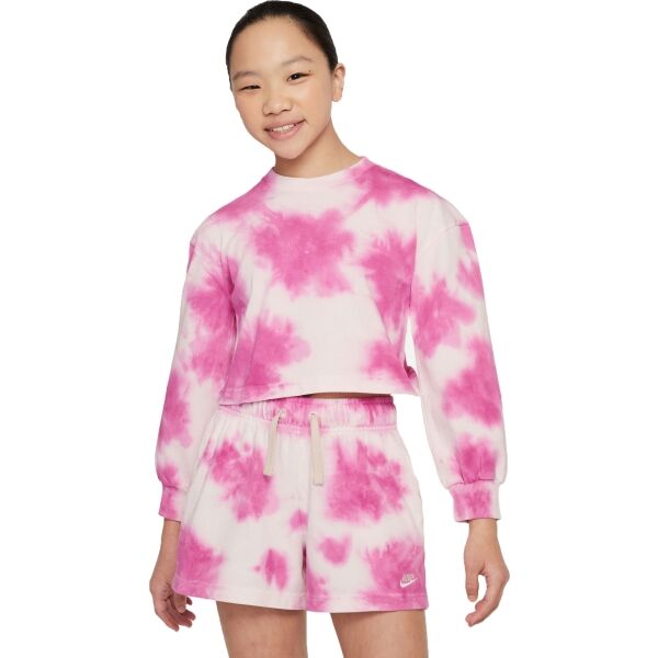 Nike NSW WASH CREW JSY Lány pulóver, rózsaszín, méret XL