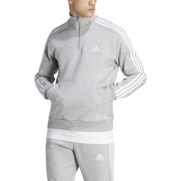Adidas 3S FL 1/4 Z Herren Sweatshirt, Grau, Größe M