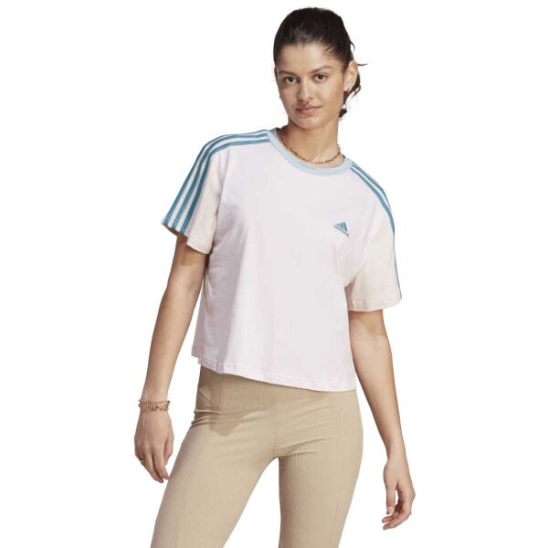Adidas 3S CR TOP Kurzes Damenshirt, Rosa, Größe XS
