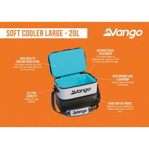 Vango SOFT COOLER LARGE 20L Kühltasche, Grau, Größe Os