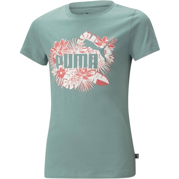 Puma ESS+ FLOWER POWER TEE G ADRIATIC Тениска за момичета, зелено, Veľkosť 128