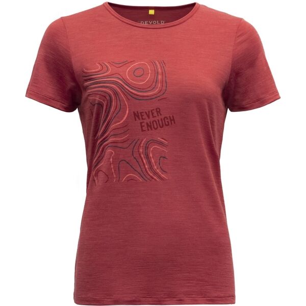 Devold HELLESYLT MERINO 130 TEE Дамска тениска, червено, Veľkosť S