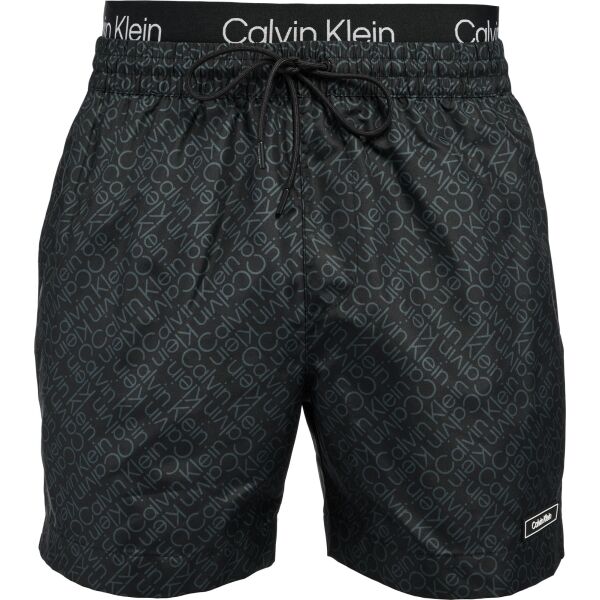 Calvin Klein CORE SOLIDS-MEDIUM DOUBLE WB-PRINT Мъжки шорти за плуване, черно, размер