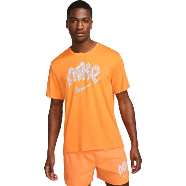 Nike DF RUN DVN MILER SS Férfi póló, narancssárga, méret L