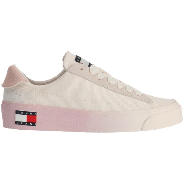 Tommy Hilfiger TOMMY JEANS LEATHER V.FLATFORM Flache Damensneaker, Weiß, Größe 38