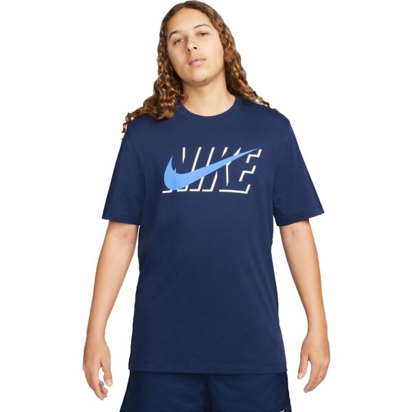 Nike NSW TEE SWOOSH BLOCK Férfi póló, sötétkék, méret XXL