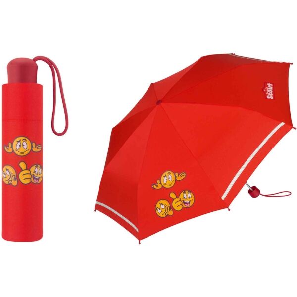 SCOUT EMOJI Детски автоматичен чадър, червено, Veľkosť Os