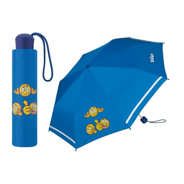 SCOUT EMOJI Kinder Regenschirm, Blau, Größe Os