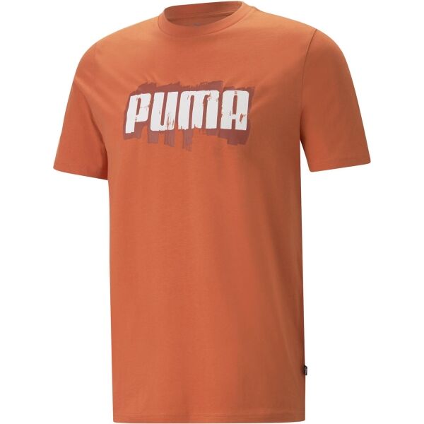 Puma GRAPHICS PUMA WORDING TEE Мъжка тениска, оранжево, Veľkosť L