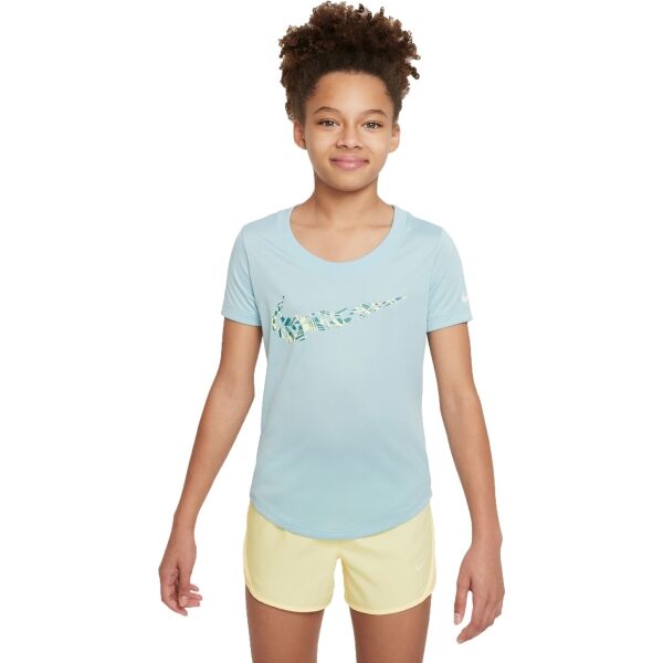 Nike DF TEE SCOOP SE+ Тениска за момичета, светлосиньо, размер