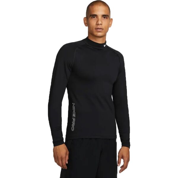 Nike TOP WARM LS MOCK Férfi póló edzéshez, fekete, méret XL