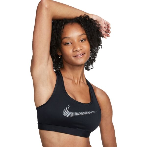 Nike DRI-FIT SWOOSH Дамско спортно бюстие, черно, размер