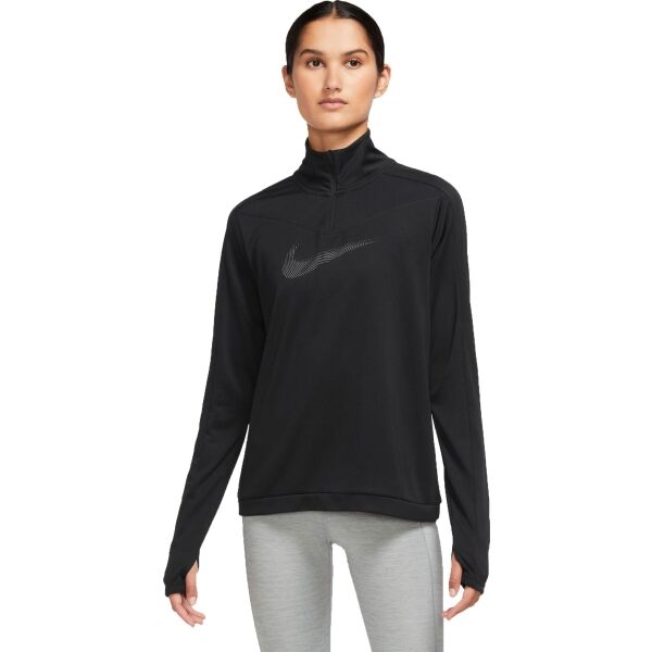 Nike DF SWOOSH HBR HZ PACER Női pulóver futáshoz, fekete, méret S