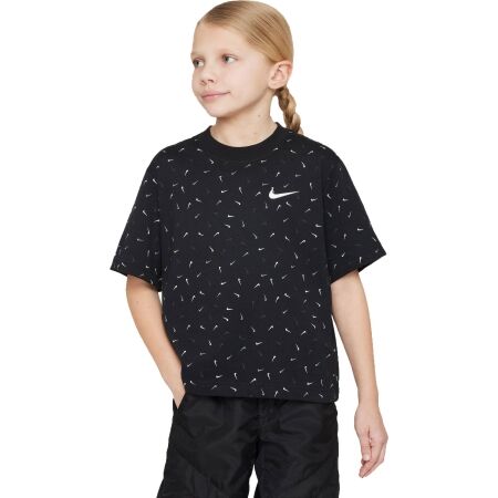 Nike NSW TEE BOXY SWOOSH AOP - Tricou pentru fete