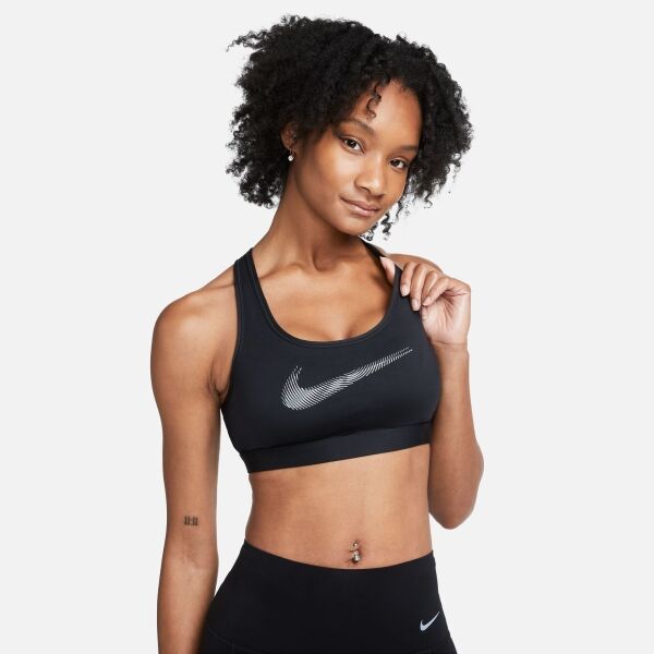 Nike DRI-FIT SWOOSH Дамско спортно бюстие, черно, Veľkosť L