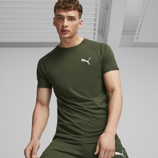 Puma EVOSTRIPE Мъжка тениска, тъмнозелено, Veľkosť XL