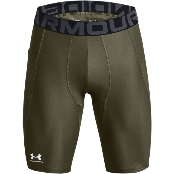 Under Armour HG ARMOUR LONG SHORTS Мъжки компресиращи къси панталони, khaki, veľkosť S
