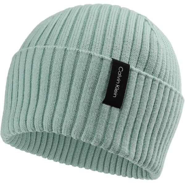 Calvin Klein RIBBED FOLDED BEANIE Есенна шапка, светло-зелено, Veľkosť UNI