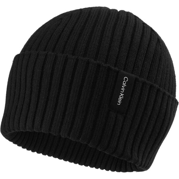 Calvin Klein RIBBED FOLDED BEANIE Őszi sapka, fekete, méret UNI