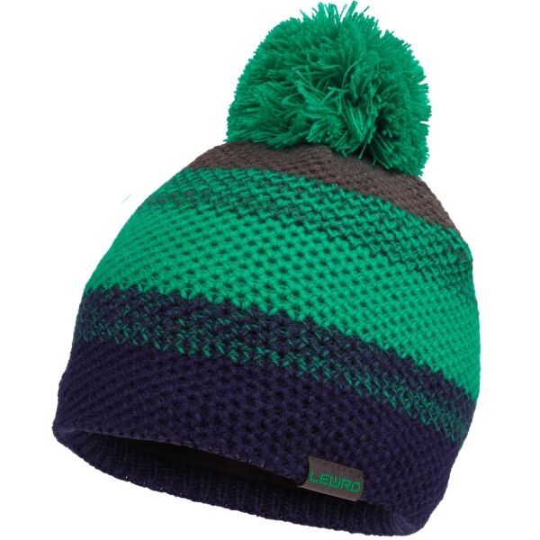 Lewro RONAN Момчешка плетена шапка с помпон, зелено, Veľkosť 8-11