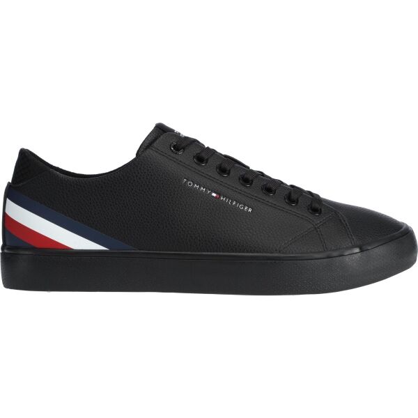 Tommy Hilfiger VULC CORE LOW LTH STRIPES Herren Sneaker, Schwarz, Größe 42