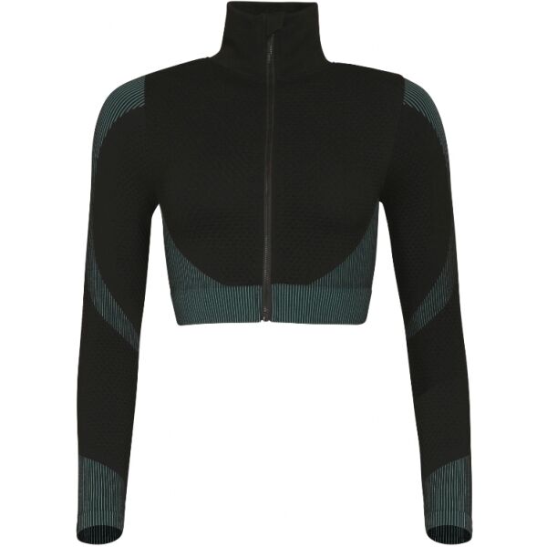 PROGRESS GEMA CROP LS SML Női pulóver sportoláshoz, fekete, méret XS/S