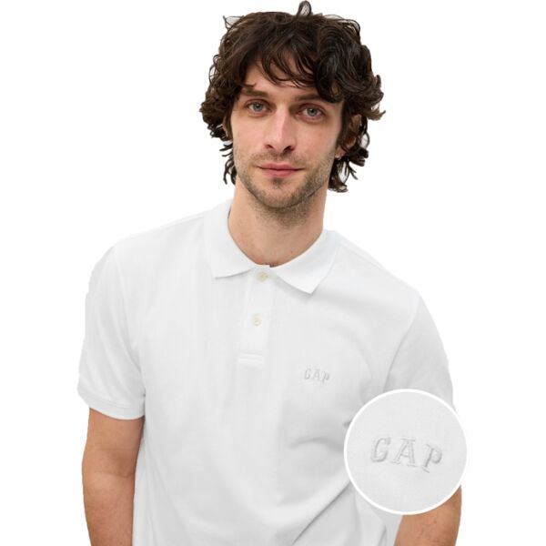 GAP LOGO Мъжка тениска с якичка, бяло, Veľkosť XL