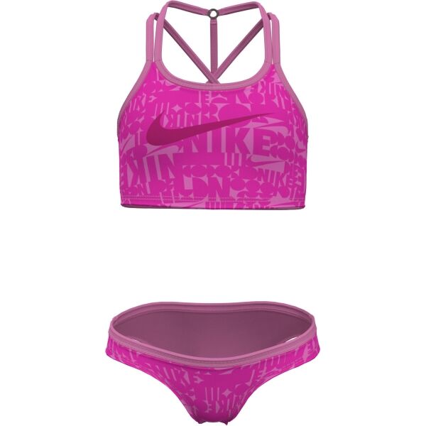 Nike RETRO FLOW Kétrészes lány fürdőruha, rózsaszín, méret
