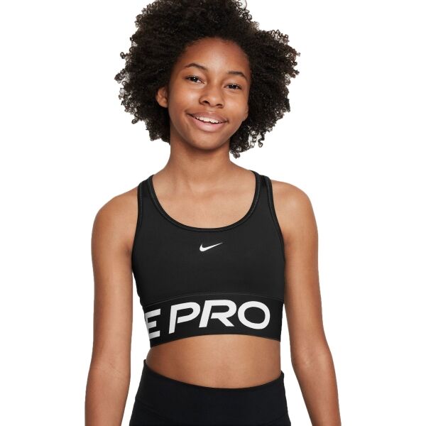 Nike PRO SWOOSH Момичешко спортно бюстие, черно, размер