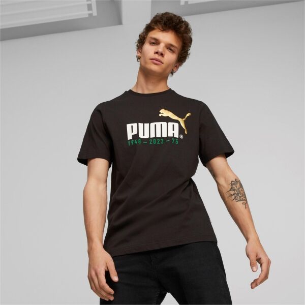 Puma LOGO CELEBRATION TEE Мъжка тениска, черно, Veľkosť L