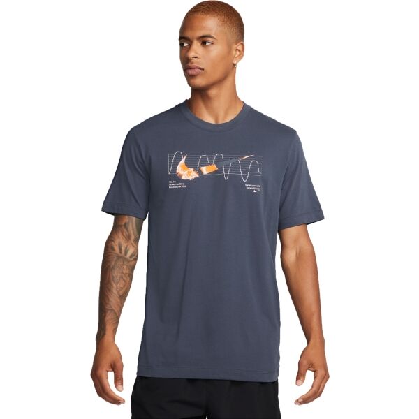 Nike DRI-FIT Pánske bežecké tričko, tmavo modrá, veľkosť