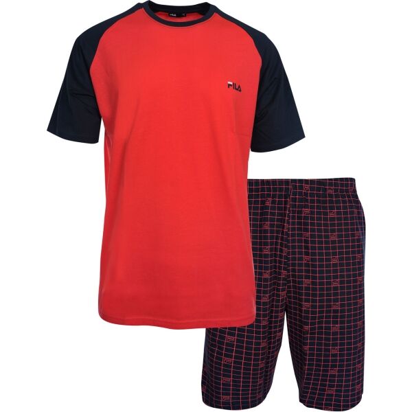 Fila SET SHORT SLEEVES T-SHIRT AND SHORT PANTS IN JERSEY Férfi pizsama, piros, méret