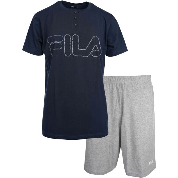 Fila SET SHORT SLEEVES T-SHIRT AND SHORT PANTS IN JERSEY Férfi pizsama, sötétkék, méret