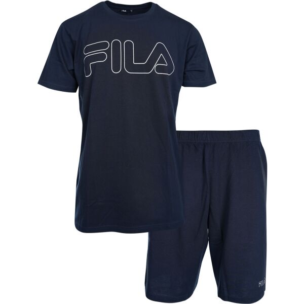 Fila SET SHORT SLEEVES T-SHIRT AND SHORT PANTS IN JERSEY Férfi pizsama, sötétkék, méret