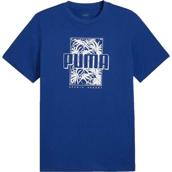 Puma ESSENTIALS + PALM RESORT GRAPHIC TEE Pánske tričko, tmavo modrá, veľkosť
