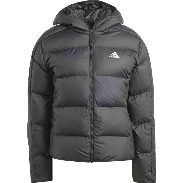 adidas ESSENTIALS 3-STRIPES MID DOWN HOODED Dámska bunda, čierna, veľkosť