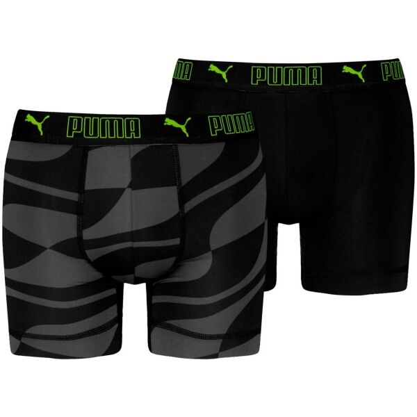 Puma SPORT MICROFIBER PRINT BOXER 2P Pánske boxerky, čierna, veľkosť