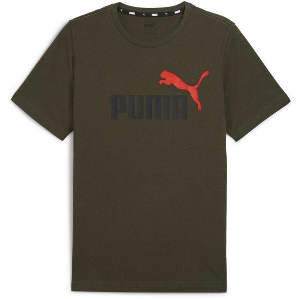 Puma ESS + 2 COL LOGO TEE Pánske tričko, khaki, veľkosť