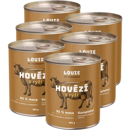 LOUIE HOVĚZÍ S RÝŽÍ 6x 800 G - Psí konzervy