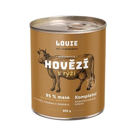 LOUIE Hovězí s rýží 800g - Psí konzerva